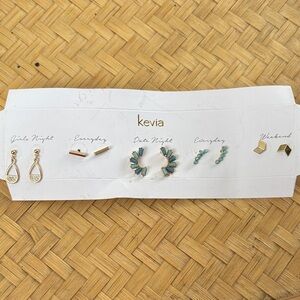 Kevia Women's Gold and Turquoise Earring Set